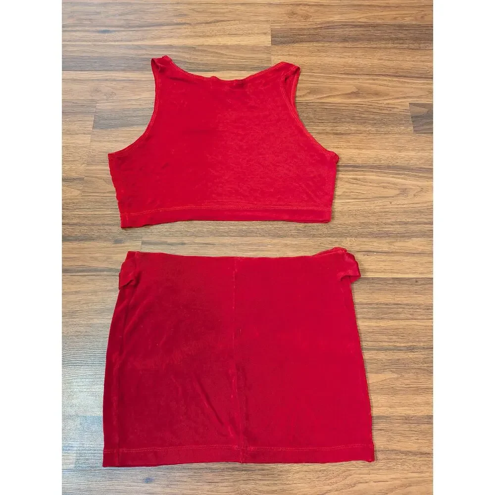 Vintage Y2K Frederick’s of Hollywood Red Two Piece Mini Skirt Set Size S/M - Picture 11 of 11